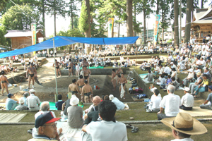 朝稽古会場となった浅原神社相撲場の画像