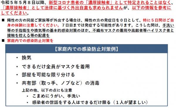 家族等の身近な人が感染した場合の考え方