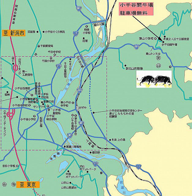 小千谷闘牛場の案内図の写真